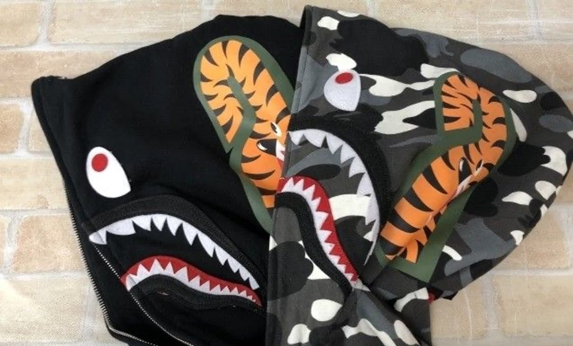 베이프 더블 샤크 카모 후드집업 블랙 M 상품이미지8