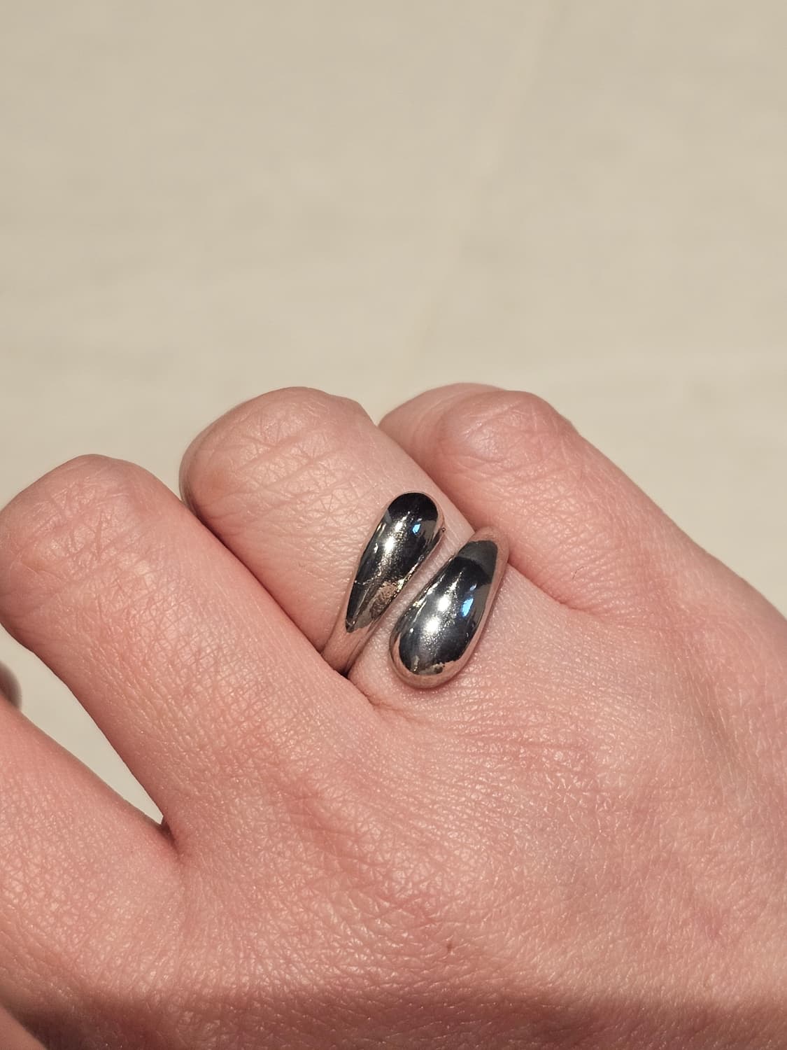 모던 스틸 물방울 커브 링 반지 상품이미지3