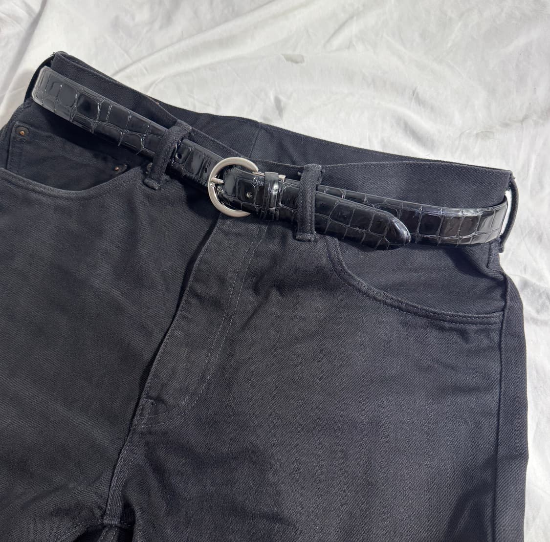 빈티지 크로커다일 레더 벨트 상품이미지1