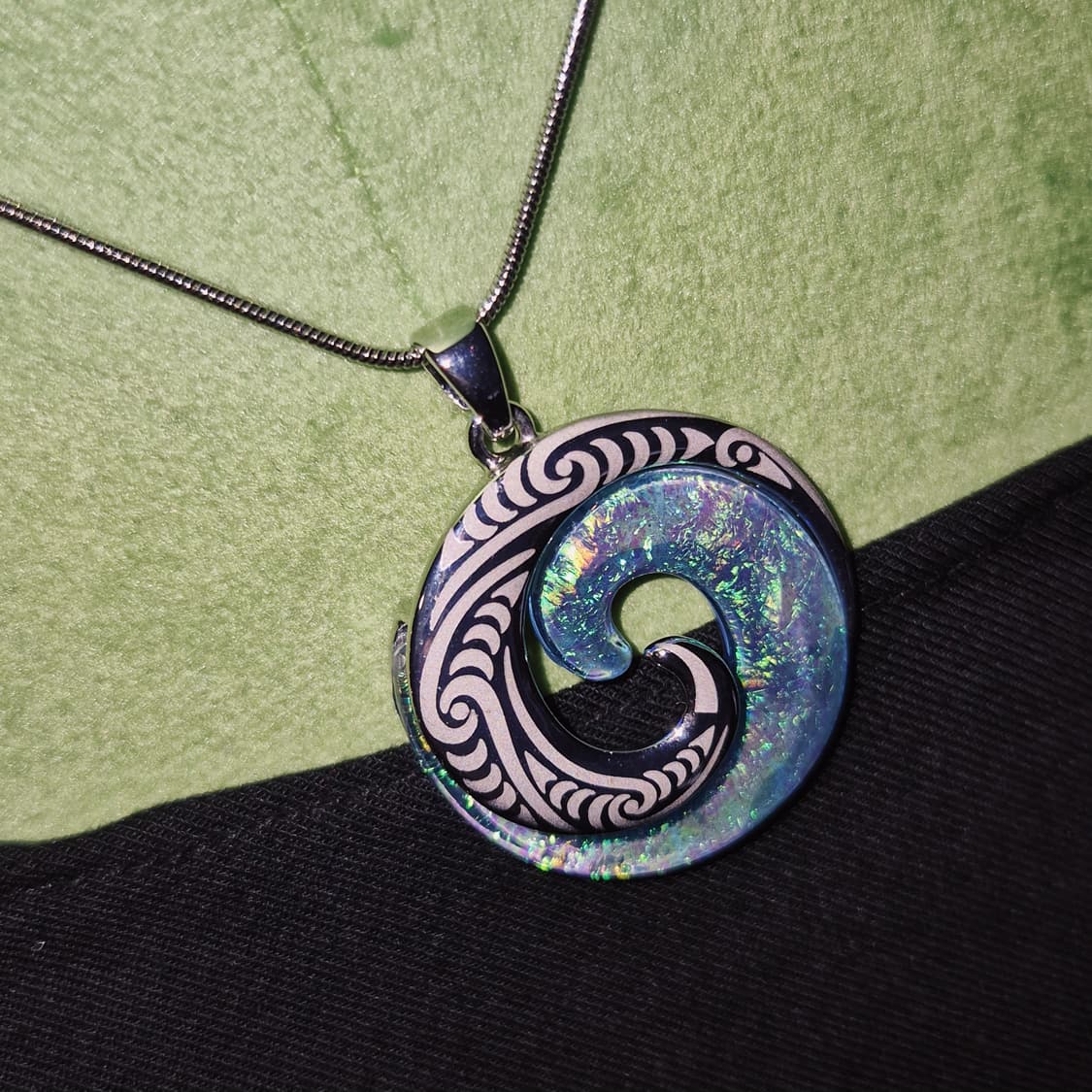 90s 뉴질랜드 파우아 자개 소용돌이 목걸이 상품이미지8