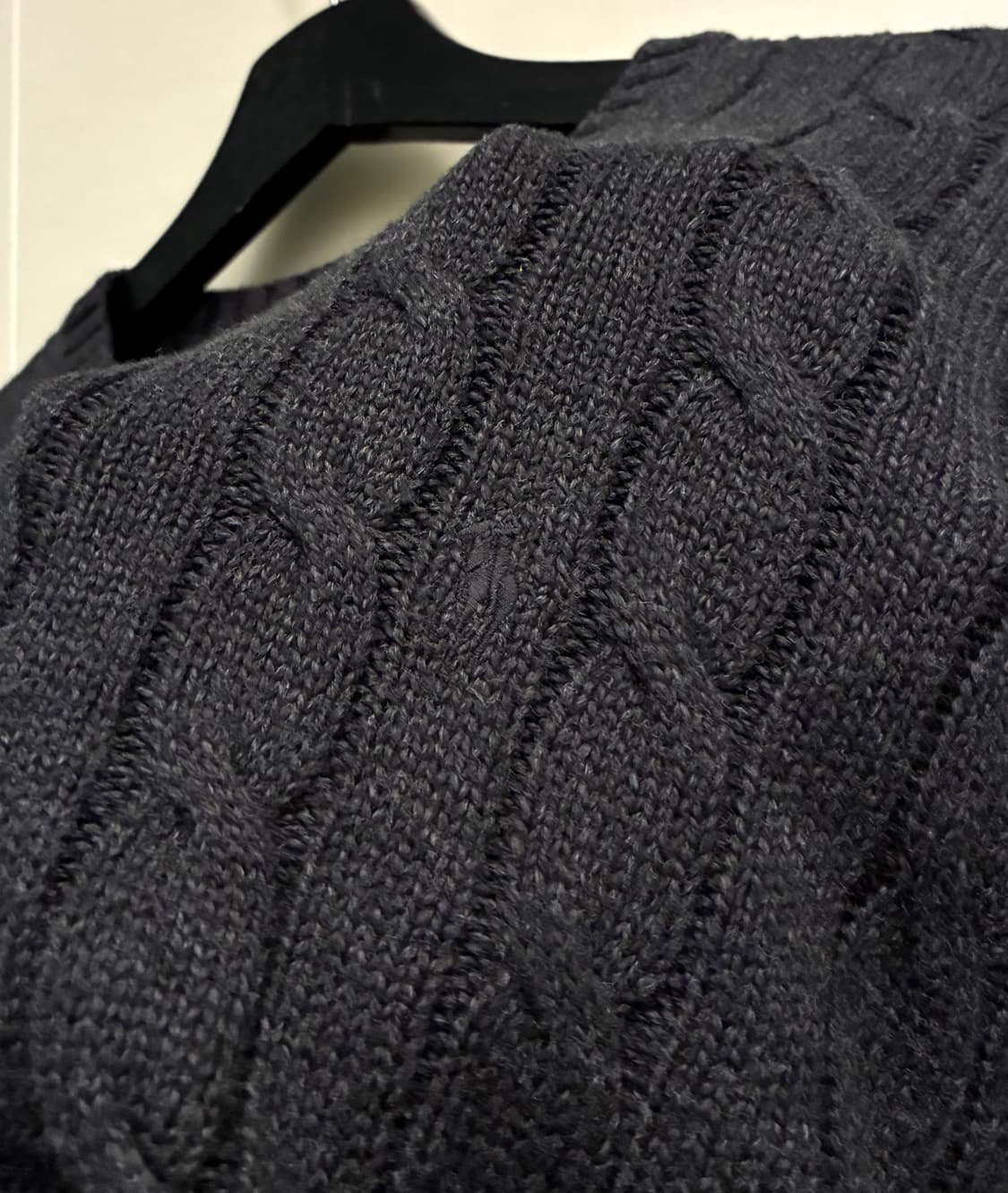 (M/100)폴로랄프로렌 면 케이블 꽈배기 니트 트리플블랙 폴로니트 상품이미지4