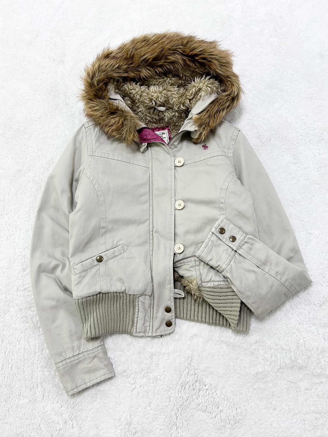 아베크롬비 핑크순록 연베이지 울프죠 점퍼 상품이미지6