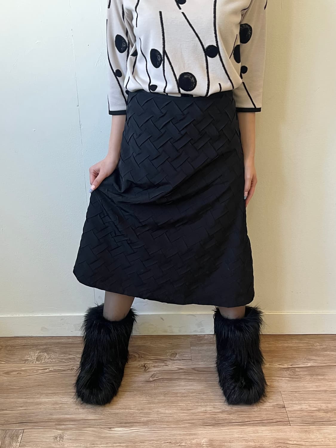 MAGGY 크로스 블랙 스커트 상품이미지3