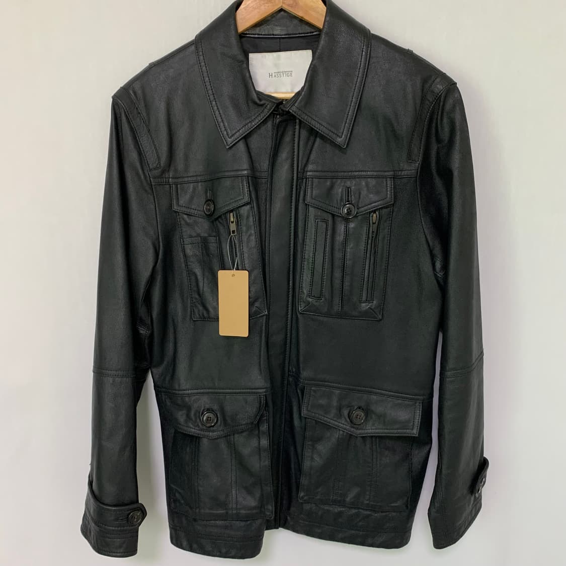 빈티지 양가죽 리얼레더 포켓 사파리 자켓 블랙 105 남녀공용 상품이미지5