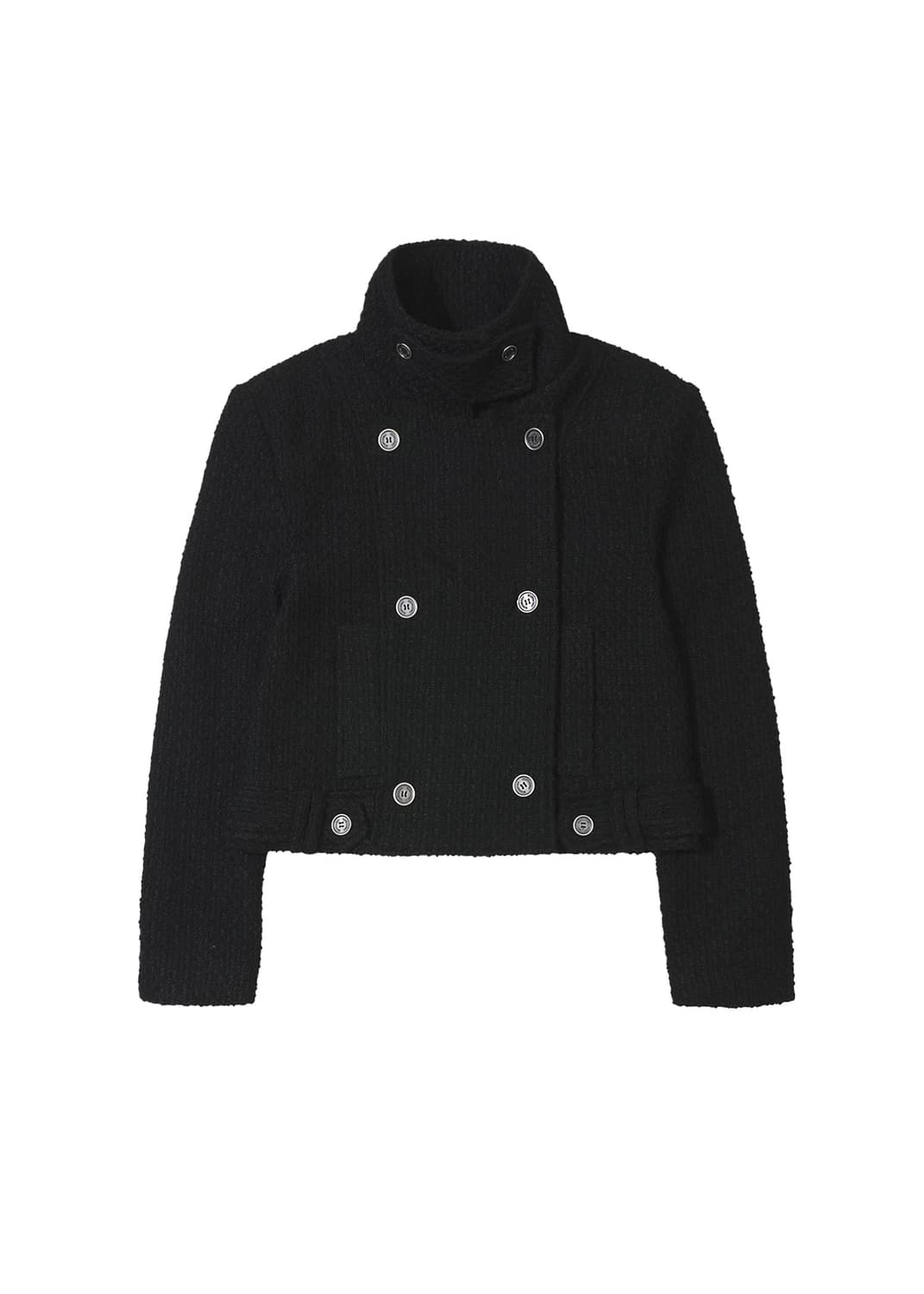 보헤미안서울 벨티드 하프 코트 트위드 블랙 상품이미지1