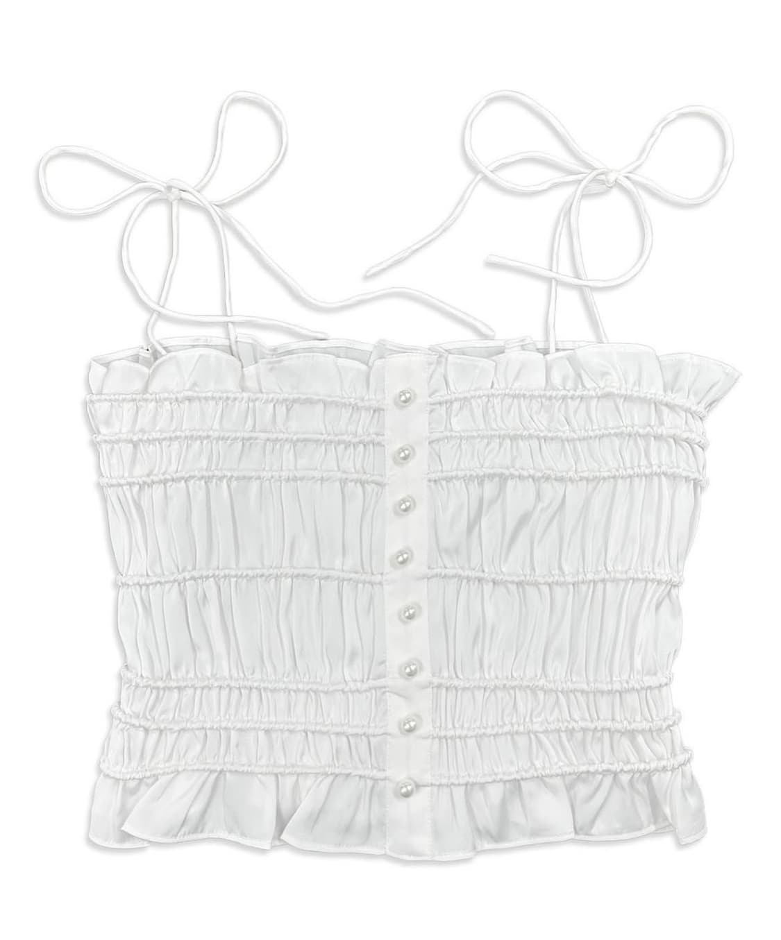 [새상품/민트&화이트]페일제이드 새틴 리본 밴드 탑 진주 실크 나시 상품이미지4