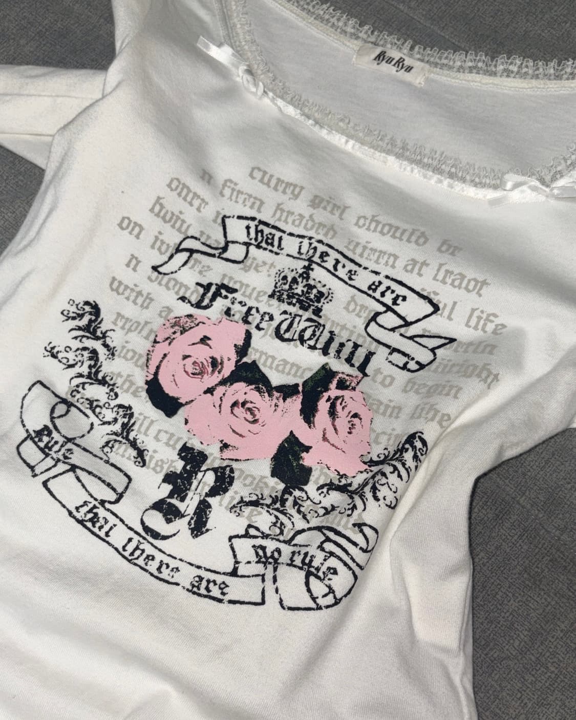 빈티지 y2k 오네갸루 히메갸루 펑크 레이스 슬리브티 상품이미지2