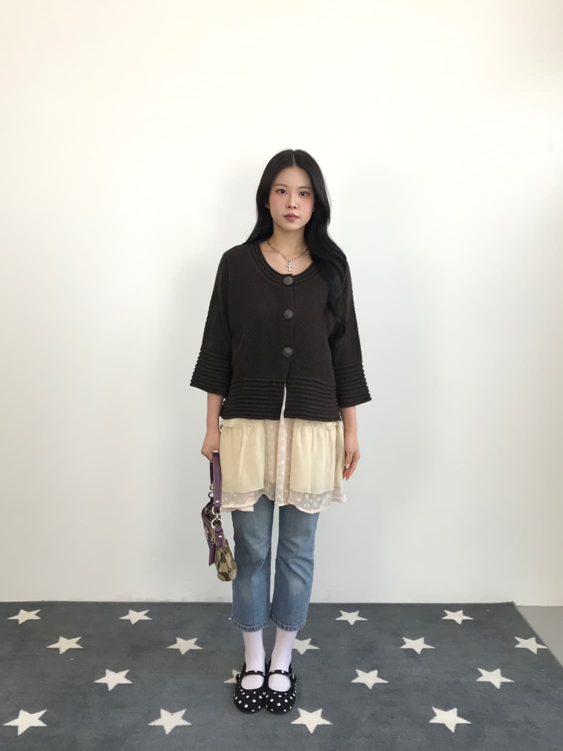 Jpn Dark Brown Textured Knit Cardigan  상품이미지1