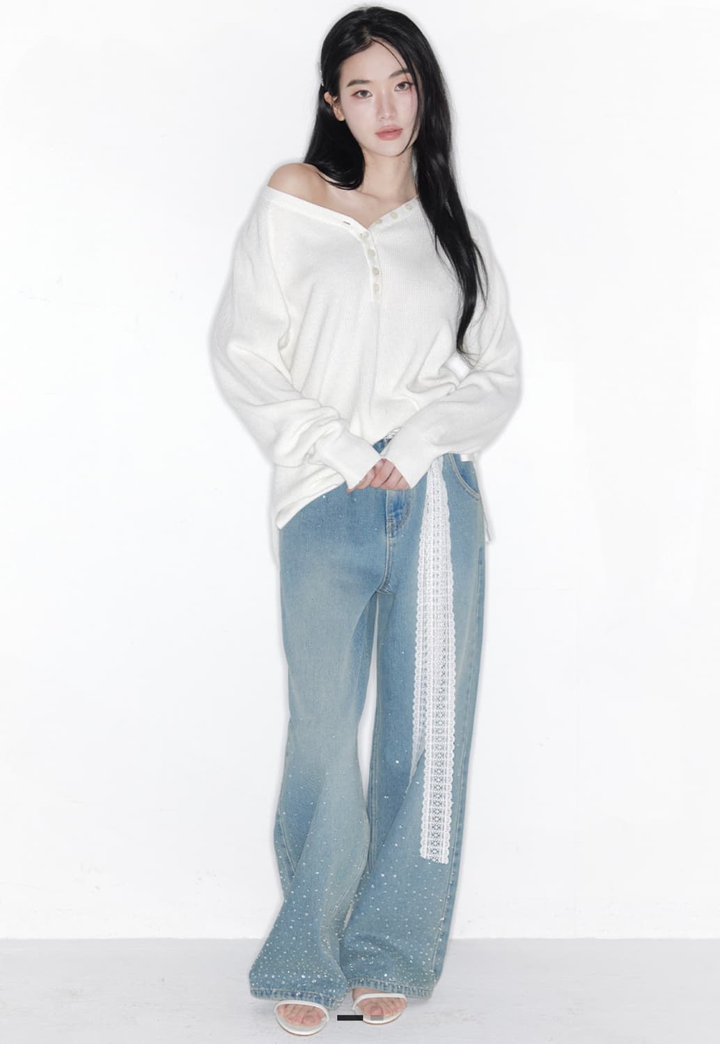 더티스 와플 니트 아이보리 상품이미지1