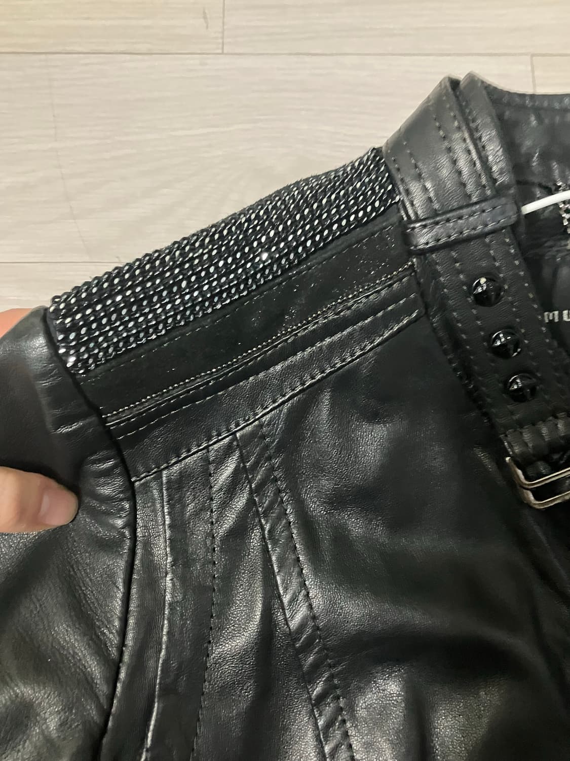 vtg chain leather jacket 상품이미지2