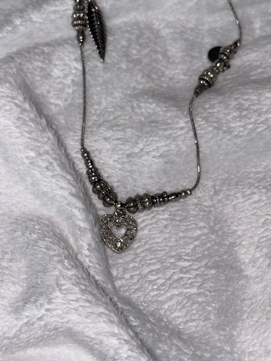 하트 나뭇잎 펜던트 빈티지 목걸이 상품이미지2