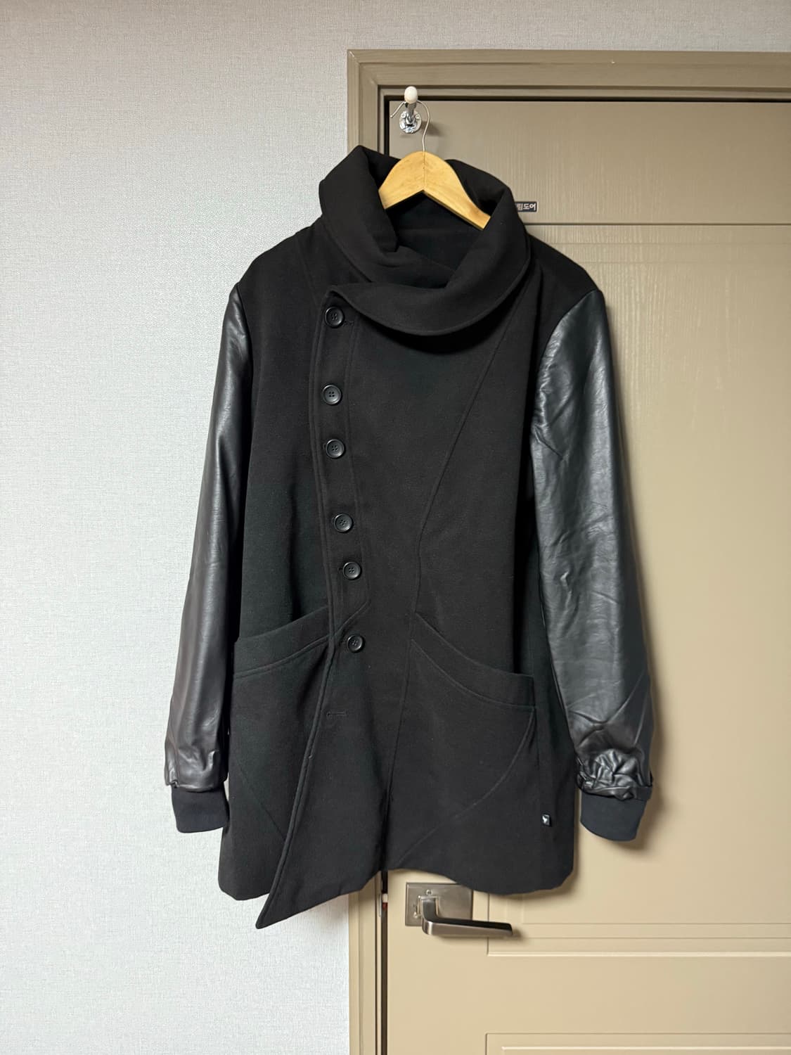 (Vintage) 사선 드레이프 버튼 코트 상품이미지1