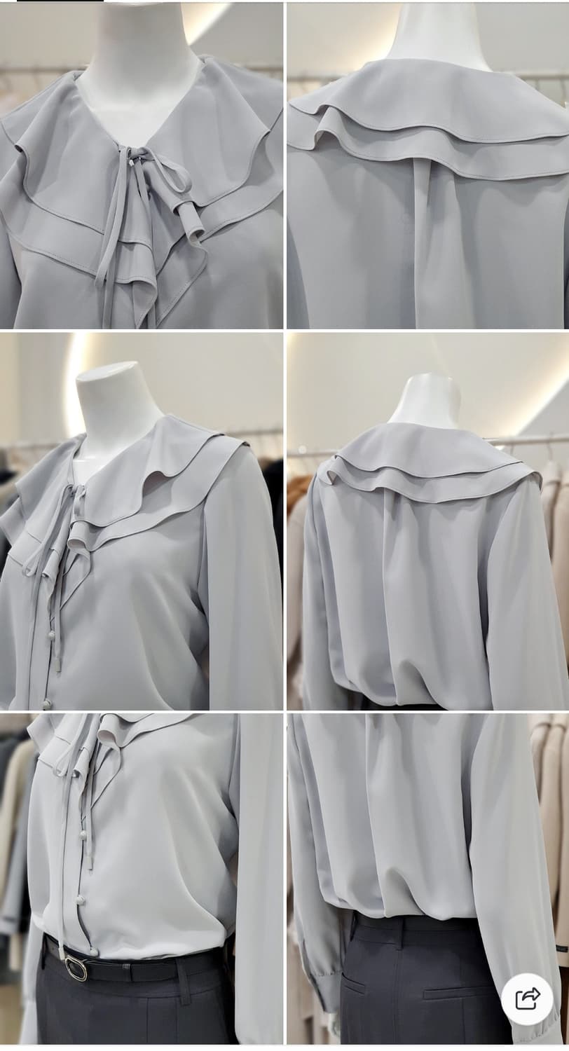 씨씨콜렉트 25ss 이중 러플 카라넥 블라우스 상품이미지2