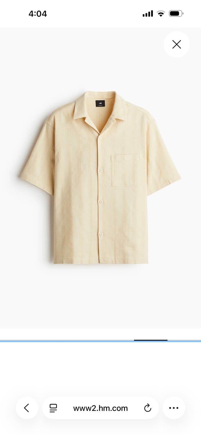 에이치엔앰 H&M 남성 텍스쳐 캠프 셔츠 레귤러핏 (105)   상품이미지4