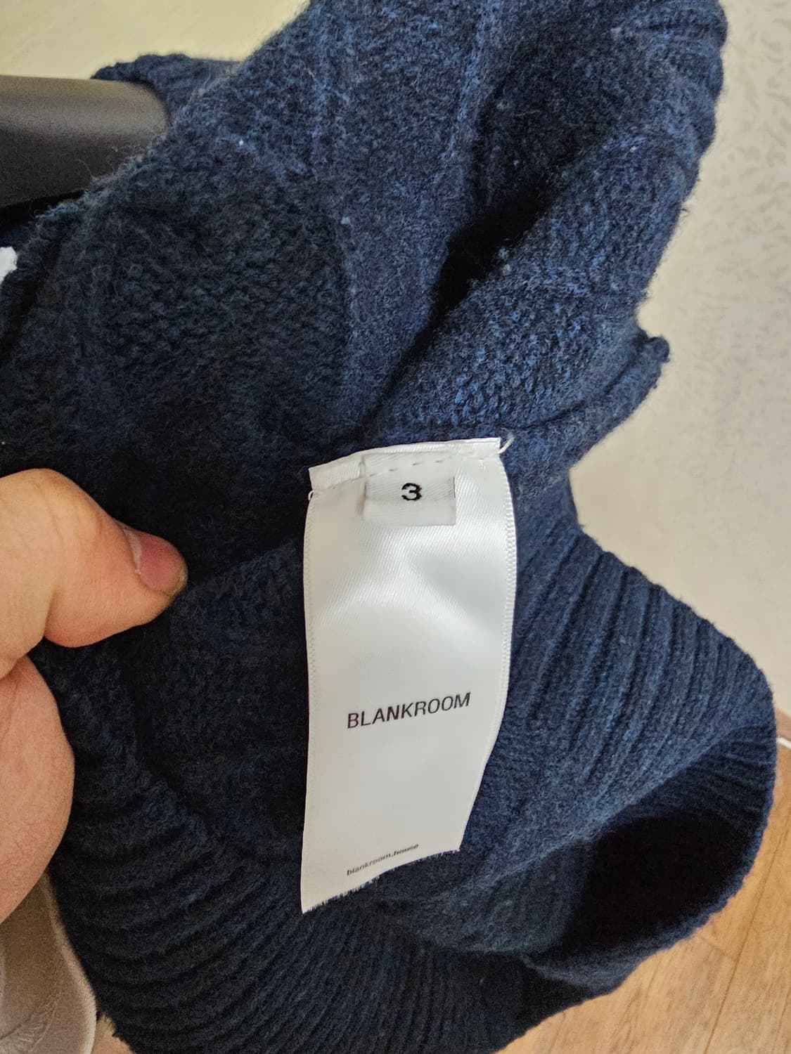 블랭크룸 울 케이블 니트 멜란지 네이비 (3) 상품이미지3