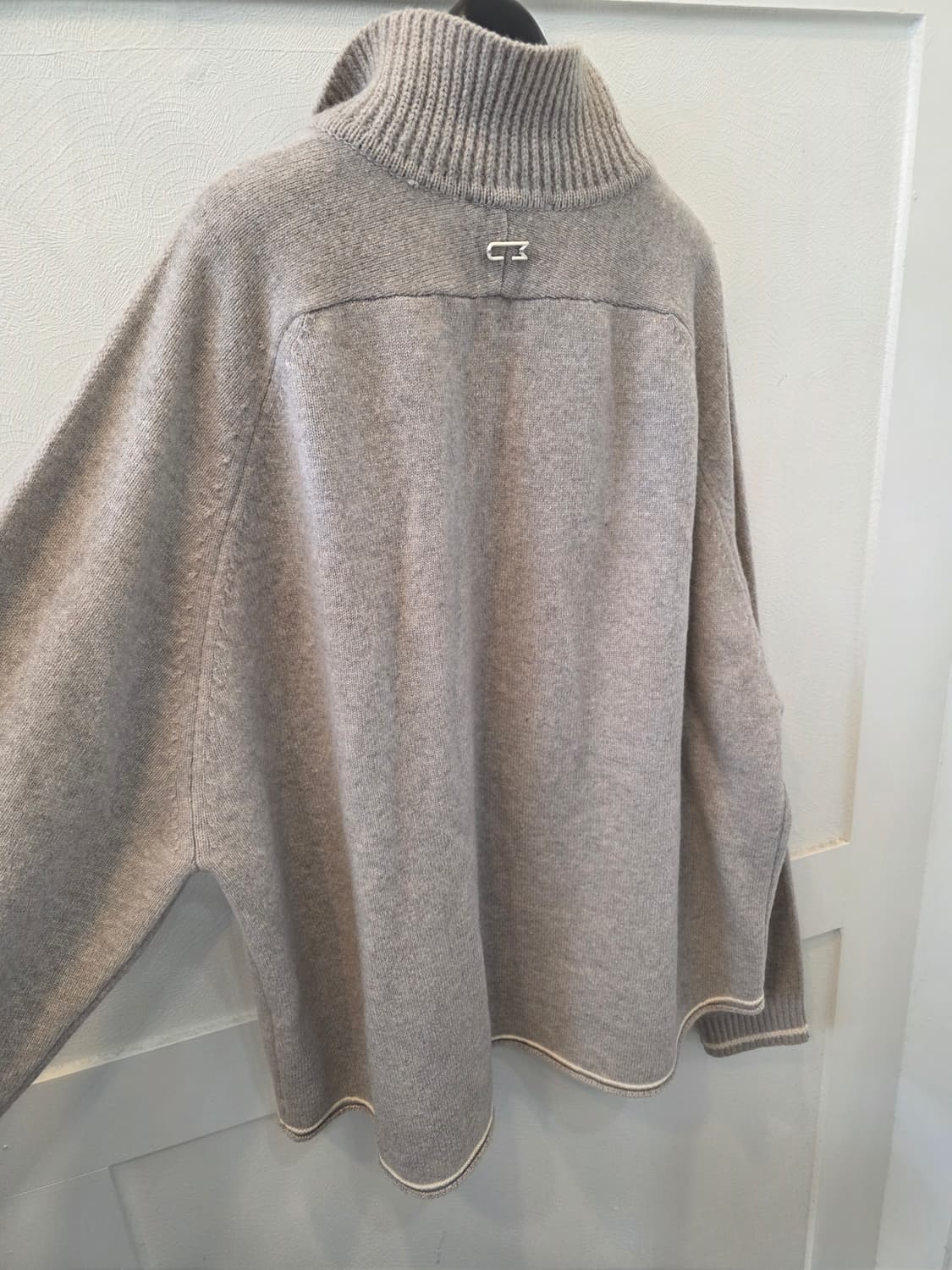 우마뭉 베이지 코튼 크로쉐카라 풀오버 니트 L 상품이미지5