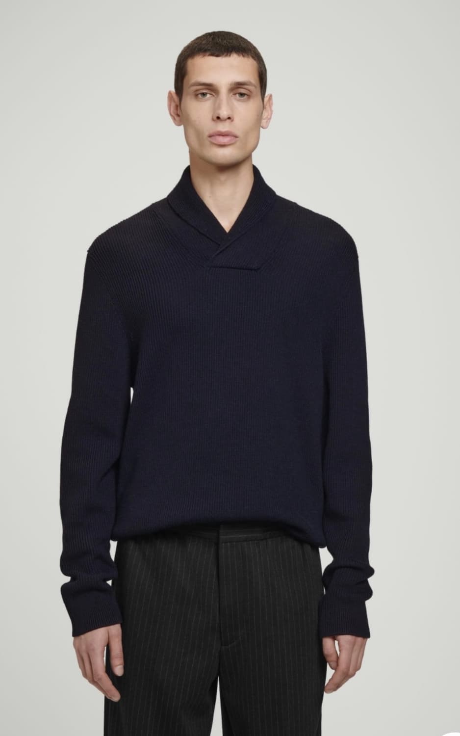 숄 칼라 리브드 니트 상품이미지2