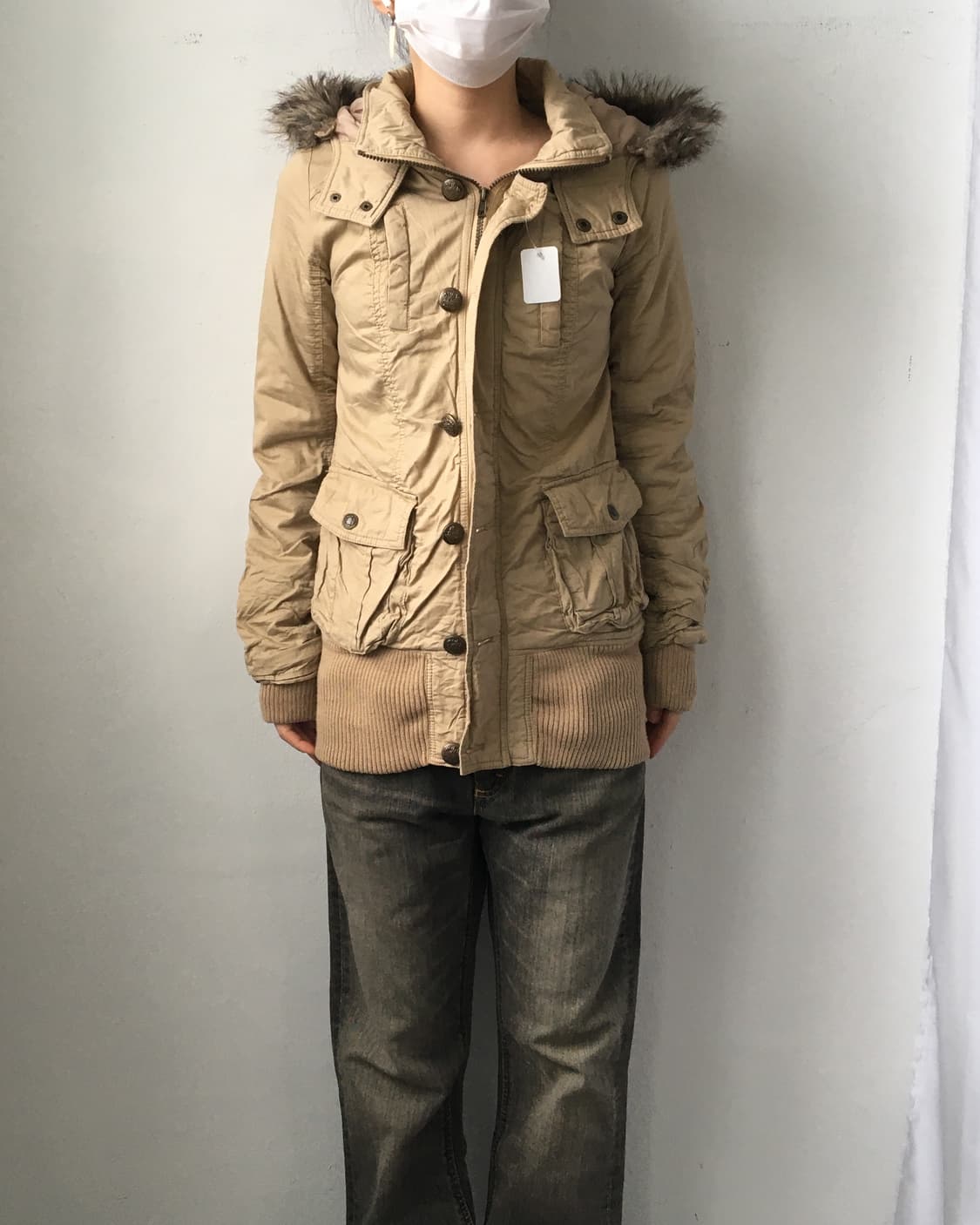 Fake fur hood jacket 상품이미지1