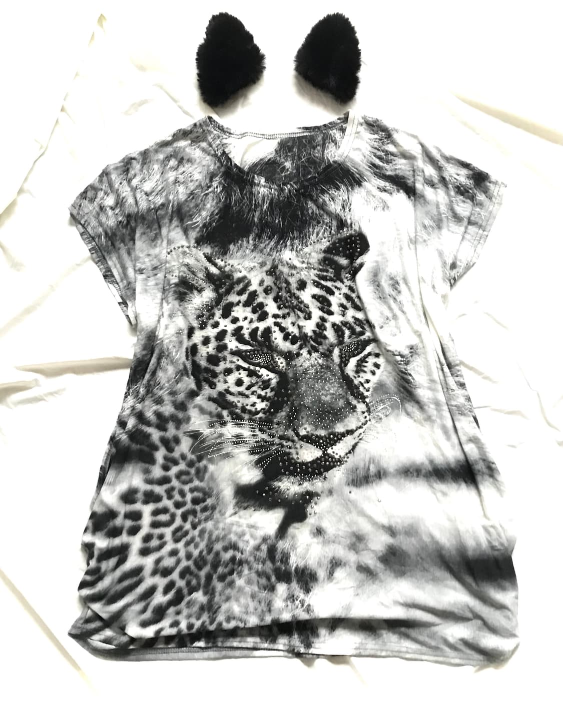 White tiger printing leopard loose top 상품이미지5
