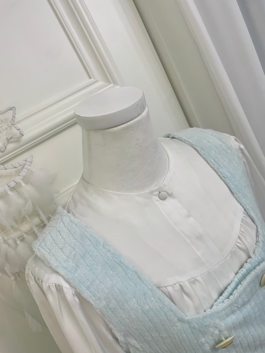 sheer mintblue button point opc&white sh 상품이미지8