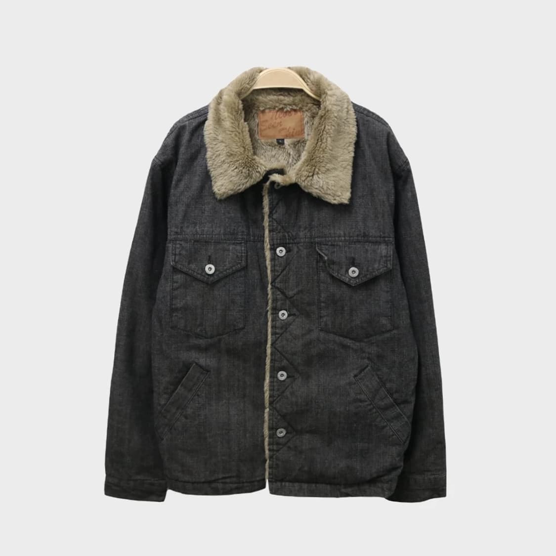 NEVER SEEN THING 안감 퍼 흑청 데님자켓 61889 상품이미지1