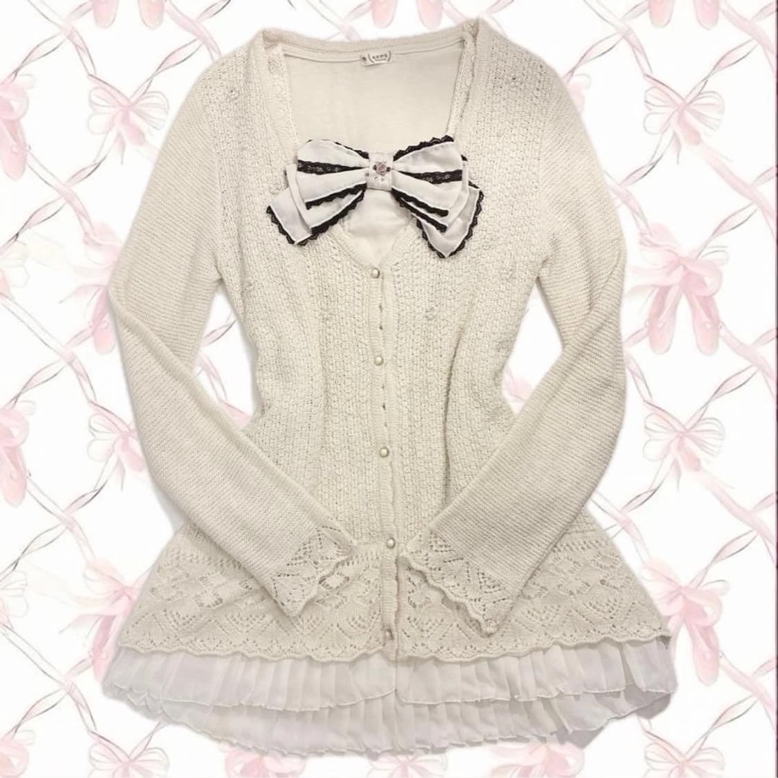 엑시즈팜 리본 히메갸루 라떼갸루 가디건 일본빈티지 리즈리사 상품이미지1