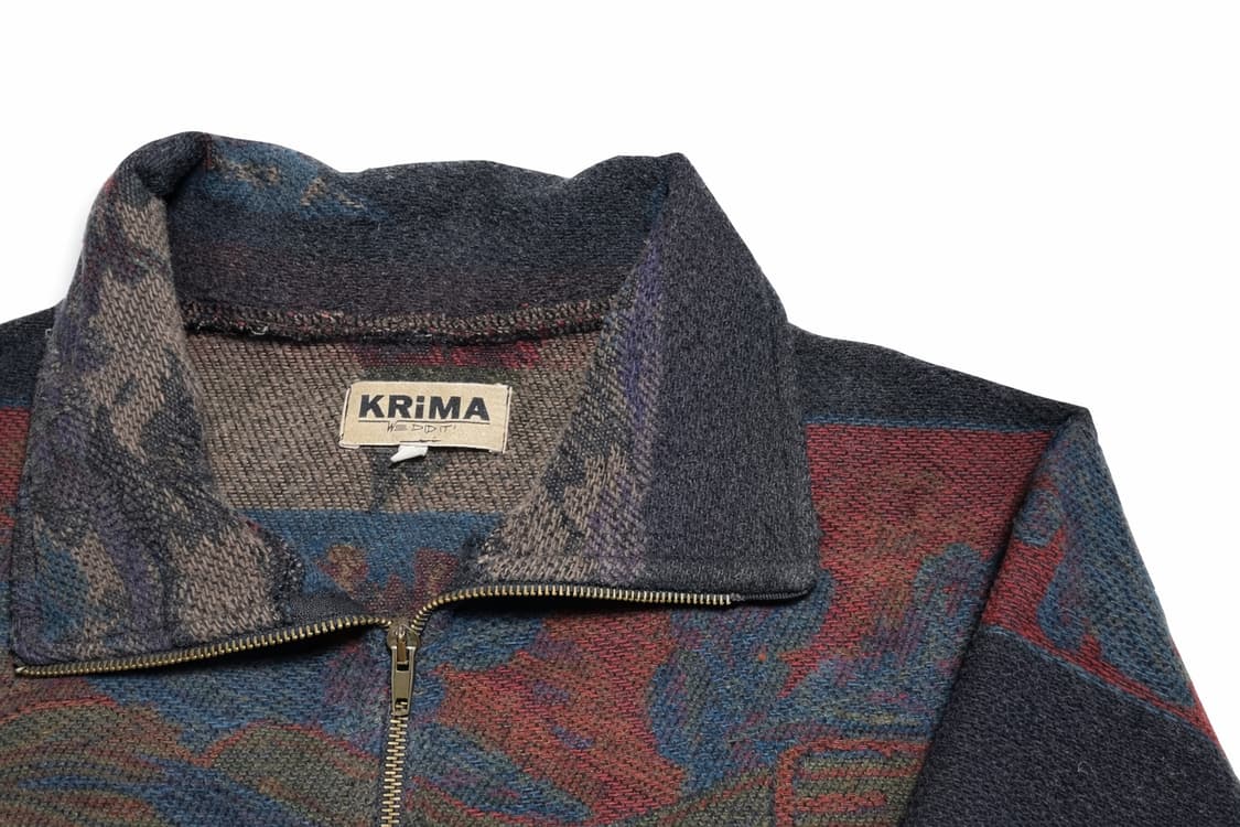 EU 80s~90s 이태리 빈티지 아메카지 울혼방 자카드 패턴 집업 자켓 상품이미지4