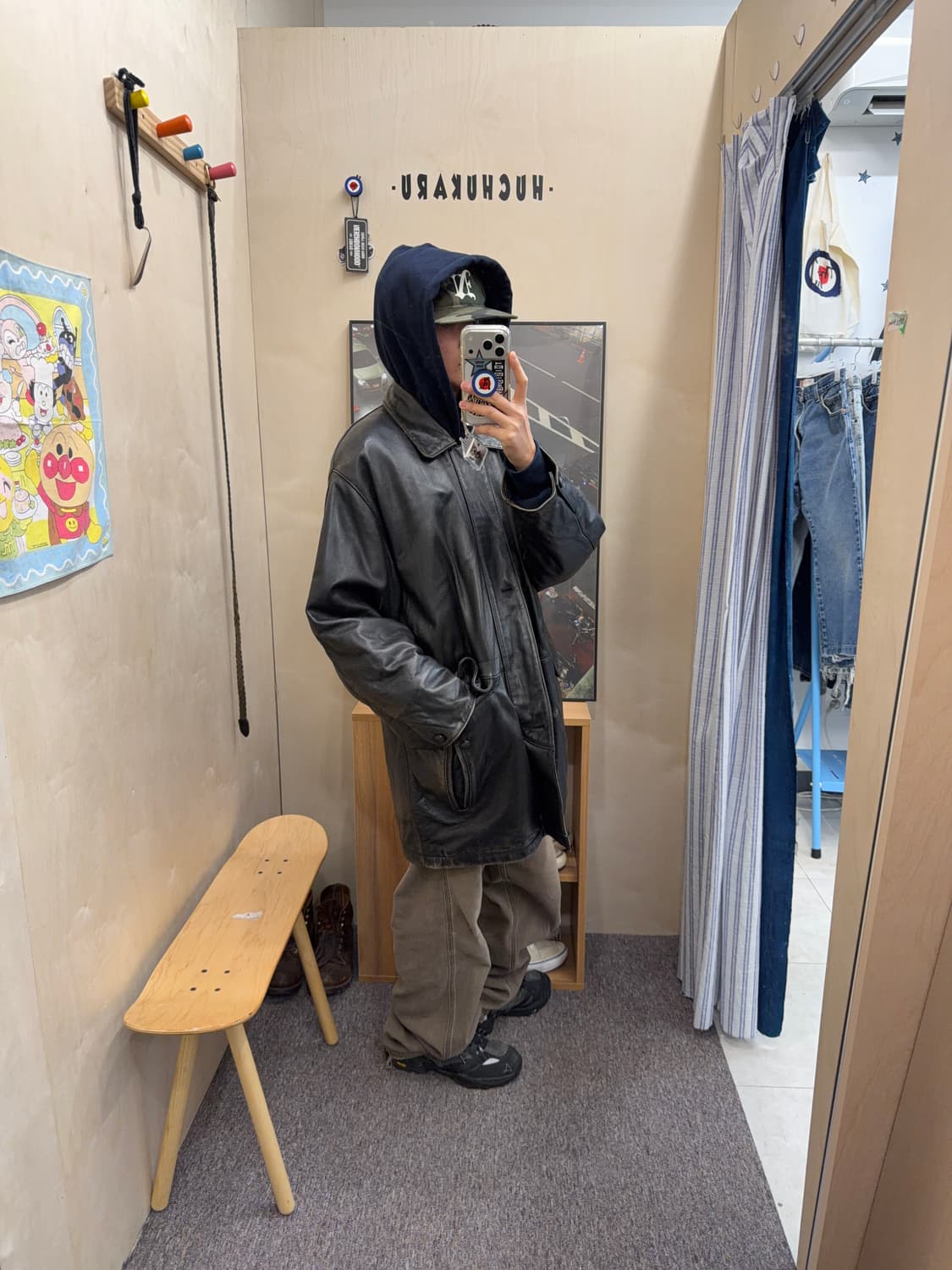 Vtg leather car coat 상품이미지1