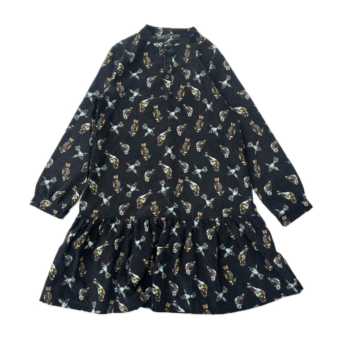 빈티지 골덴 에스닉패턴 프릴 가을 겨울 미디원피스  상품이미지1