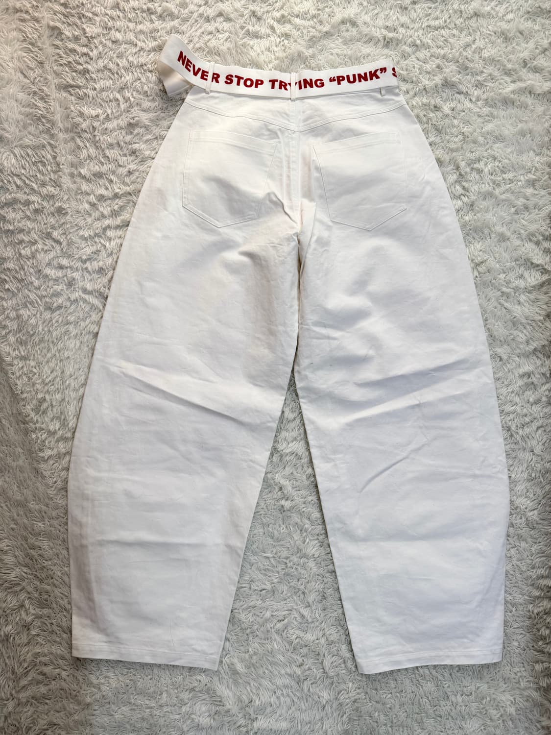 24ans 그래픽 와이드 팬츠 (White/Red) 상품이미지5