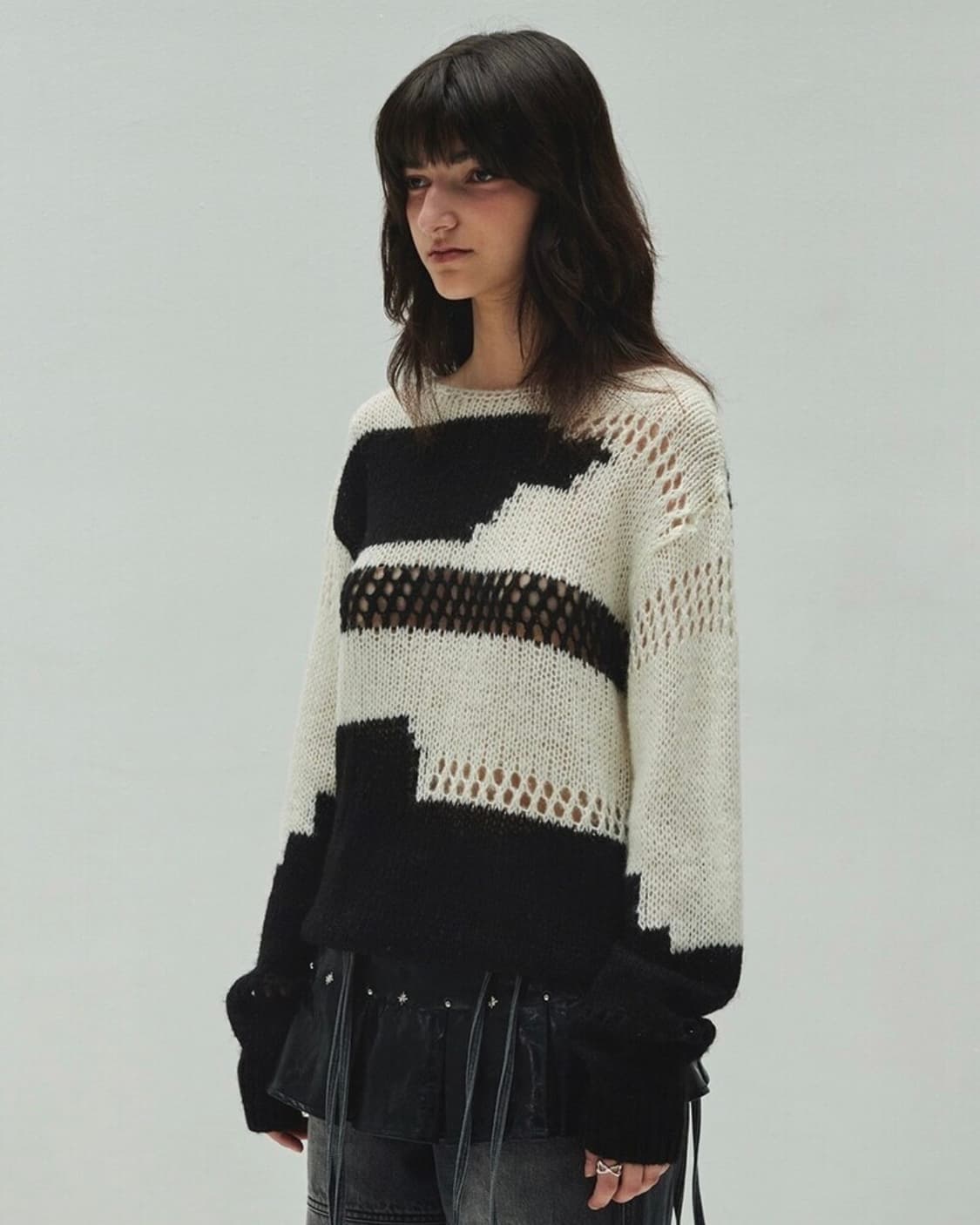 다이애그널 루즈 컬러 믹스 니트 상품이미지2