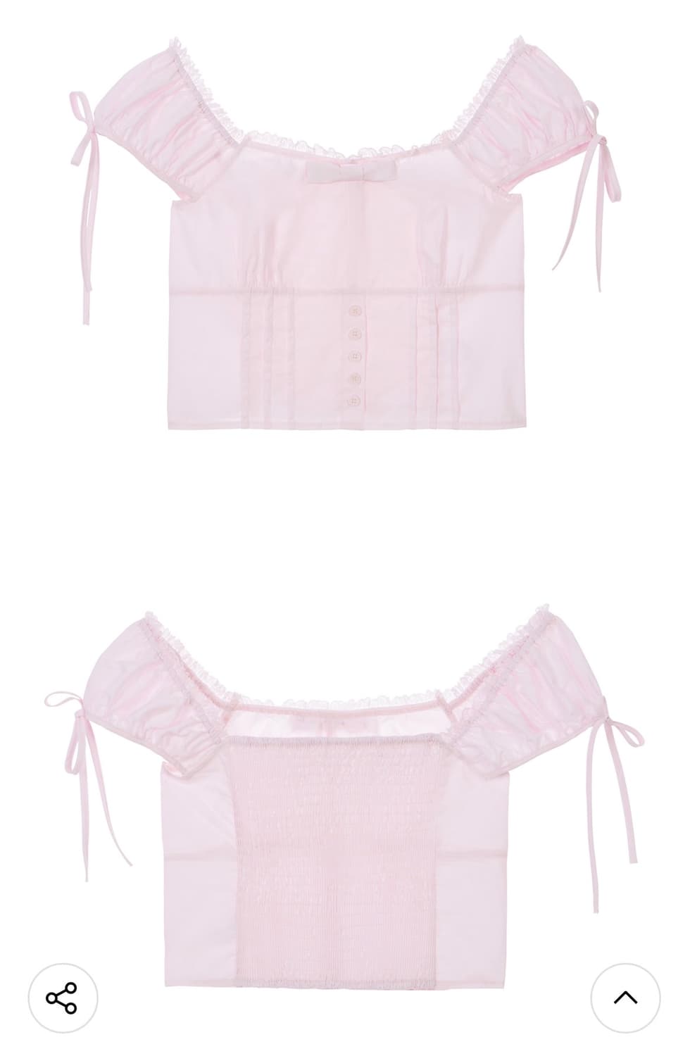 로제프란츠 리본 핀턱 크롭 블라우스 핑크 상품이미지6