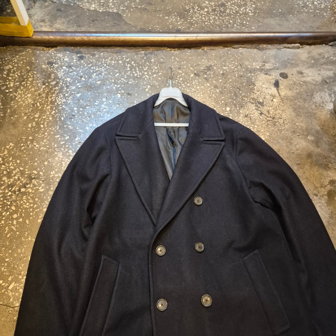 실사이즈-XL(착샷잇음) 자라 네이비 울 더블롱코트  상품이미지5