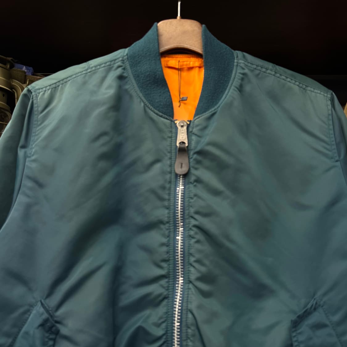 90s 알파 인더스트리 에메랄드 청록 밀리터리 봄버 MA1 자켓 N244 상품이미지3