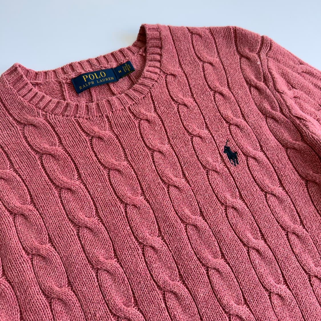 Polo  폴로 랄프로렌 자수 코튼 핑크 꽈배기 니트  상품이미지3
