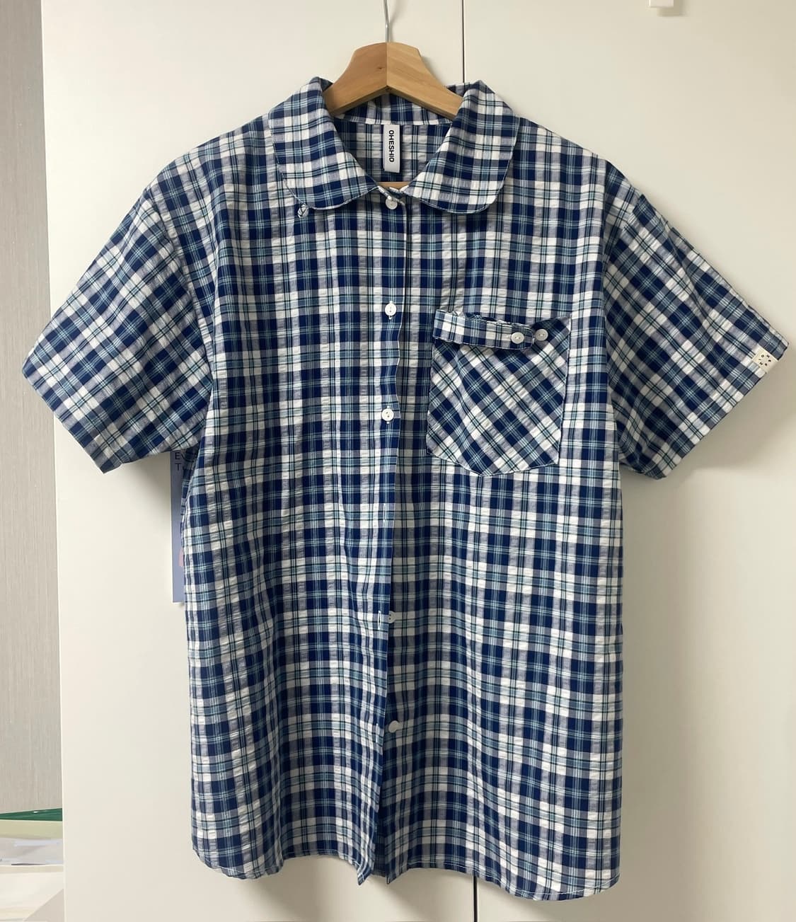 오헤시오 CHECK POCKET HALF SHIRT, BLUE 상품이미지1