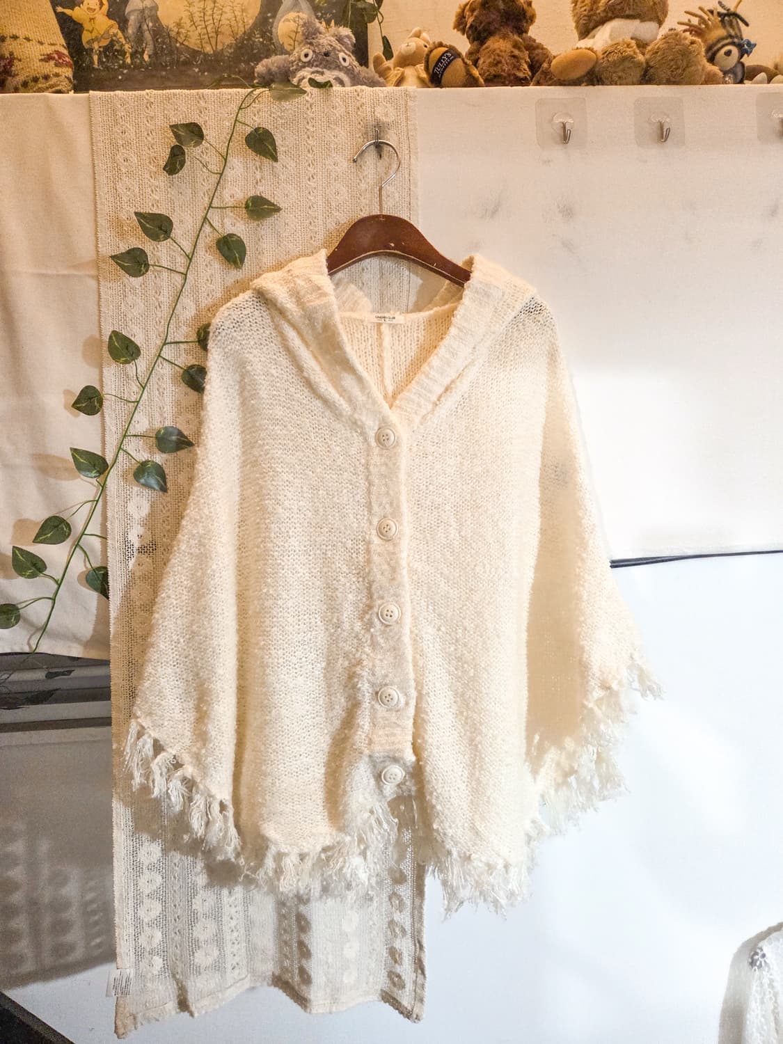 아이보리 후드 케이프 가디건 상품이미지1