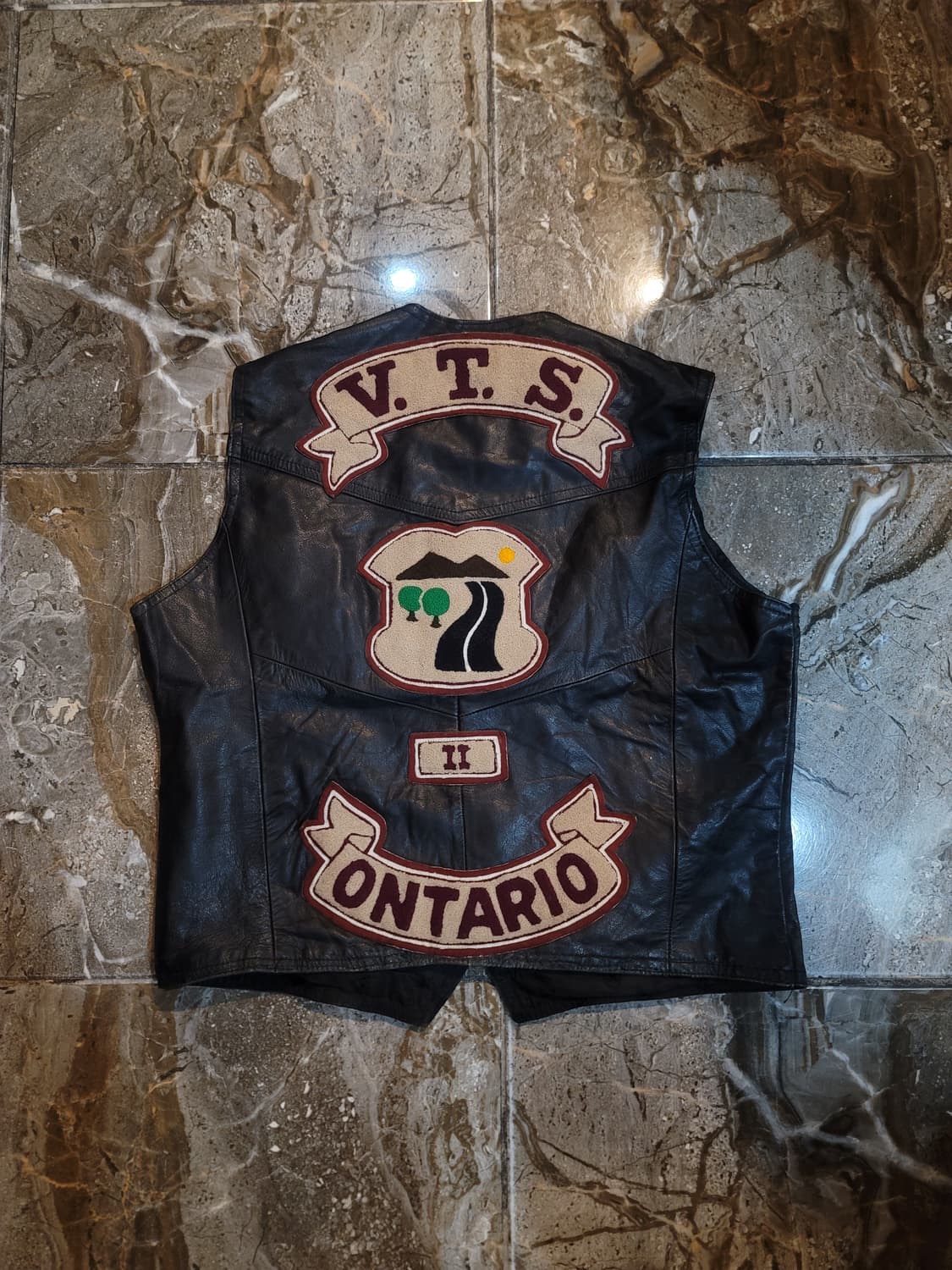 USA 오리지날 VTS 온타리오 가죽 바이커 조끼 상품이미지1