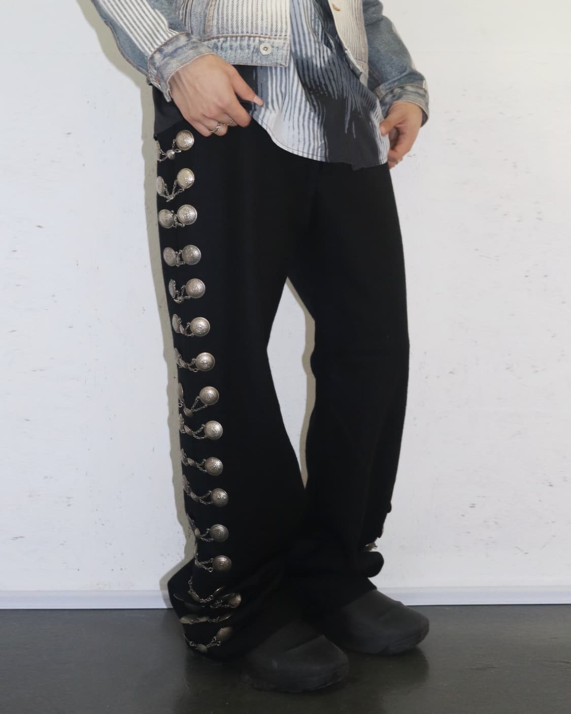빈티지 멕시칸 마야 코인 체인 울 트라우저 상품이미지3