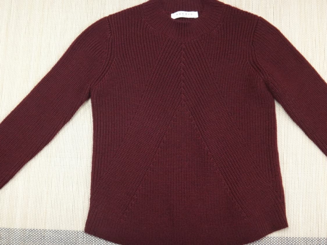 (80/44) 산드로 SANDRO 울혼방 니트 버건디 상품이미지3
