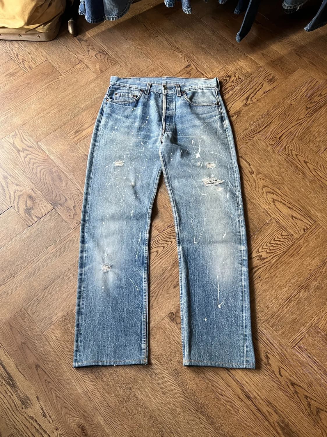 [33]80's 리바이스 USA 2501-0117 빈티지 페인팅 데님팬츠 상품이미지1