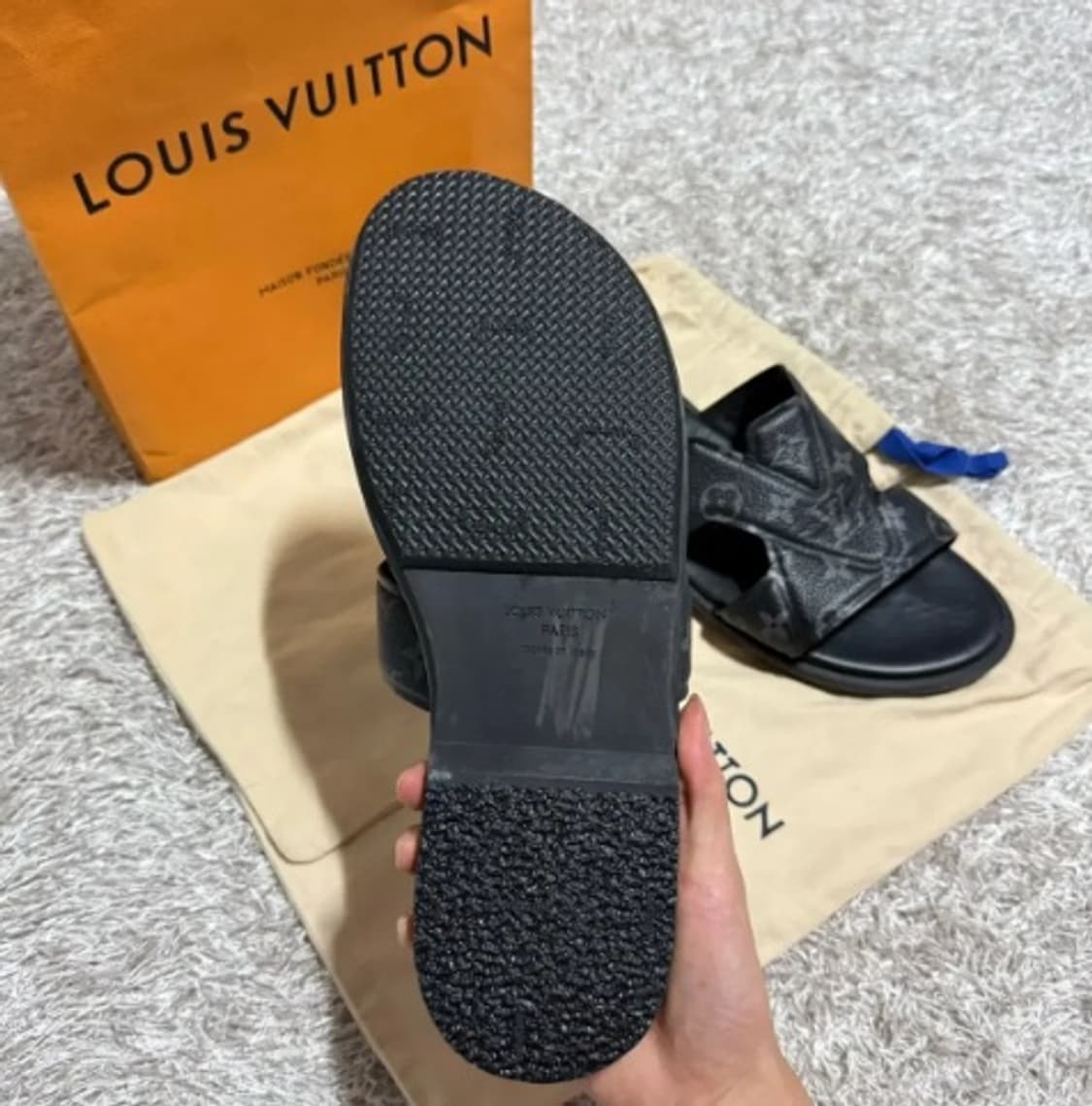 [정품] 루이비통 모노그램 브라운 레더 뮬 쉐도우 슬리퍼 270 풀구성 상품이미지3
