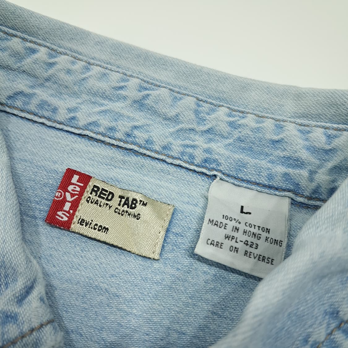 CK093 L 리바이스 90s 홍콩판 60521 연청 데님셔츠 남방 상품이미지3