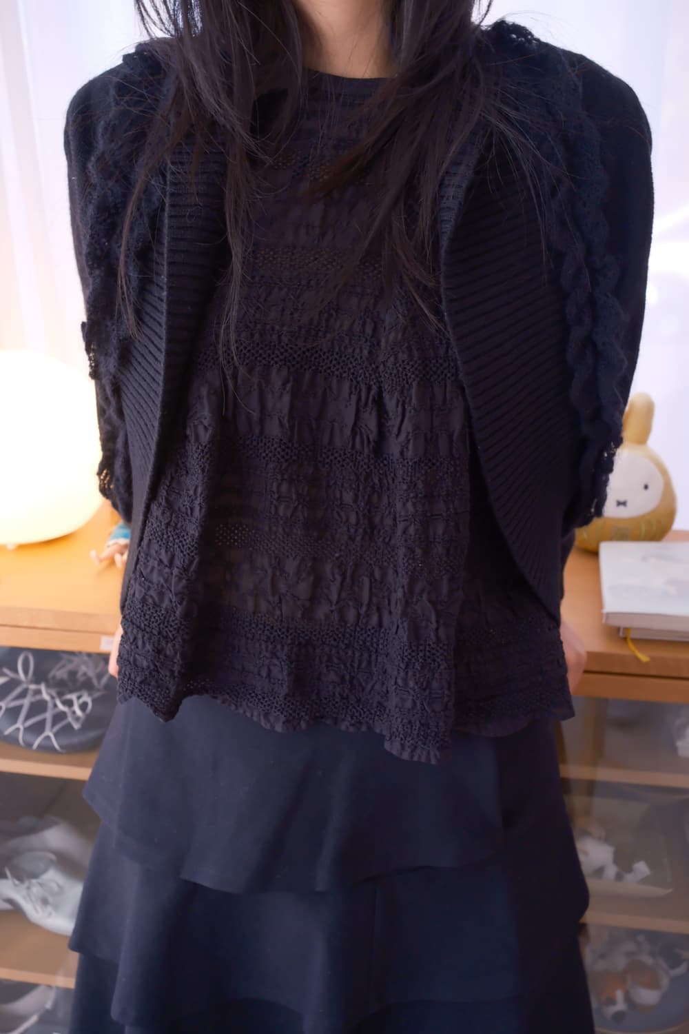 Shawl collar mohair bolero cardigan 상품이미지3