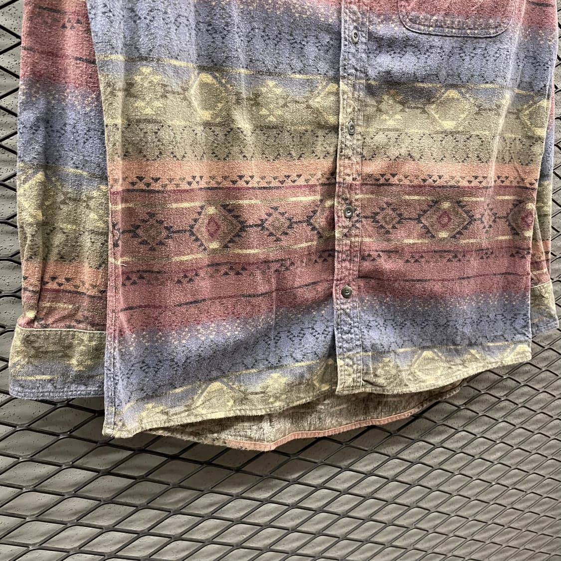 USA VINTAGE 플란넬 셔츠 웨스턴 아즈텍 패턴 디테일 핑크 블루 상품이미지5