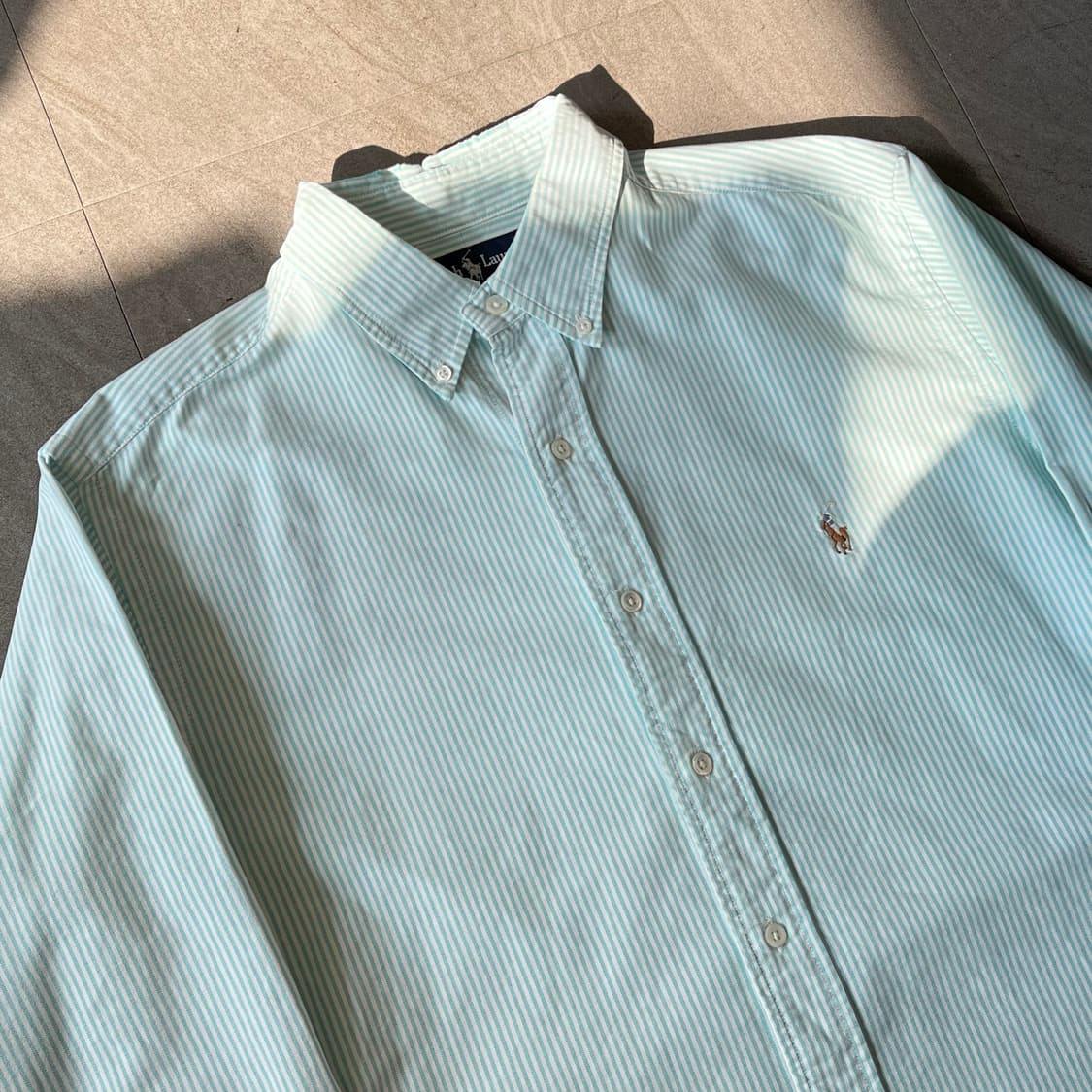 폴로 정품 민트 옥스포드 스트라이프 긴팔 셔츠 상품이미지2