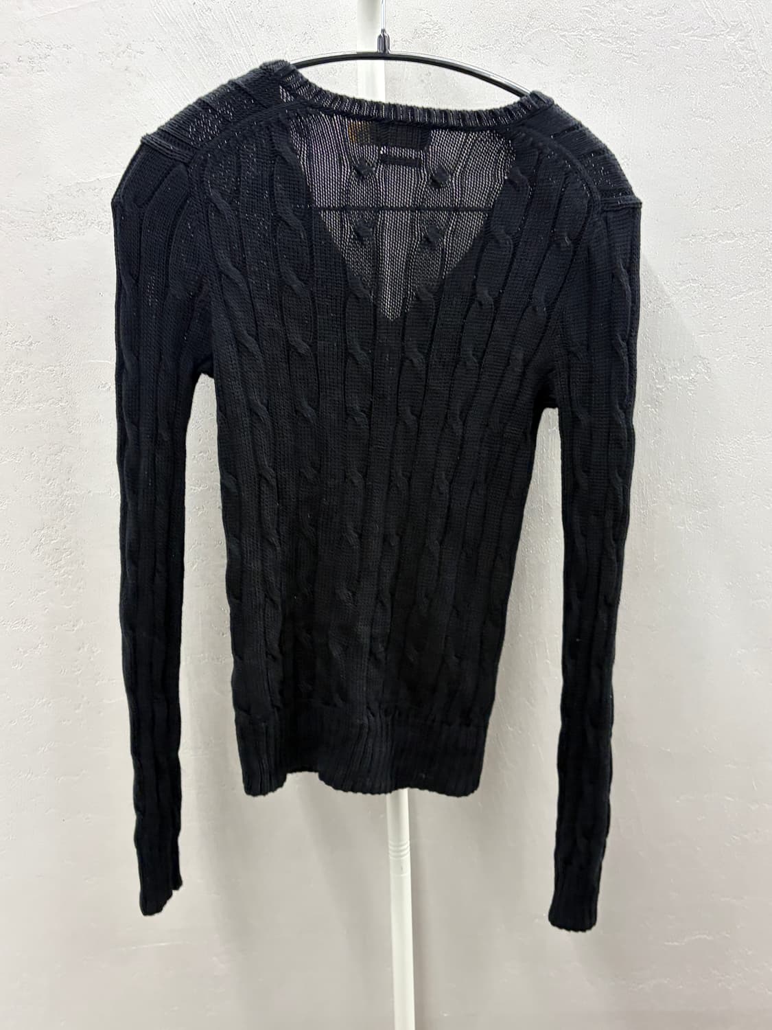 폴로 랄프로렌 브이넥 케이블 니트 블랙 XS 상품이미지6