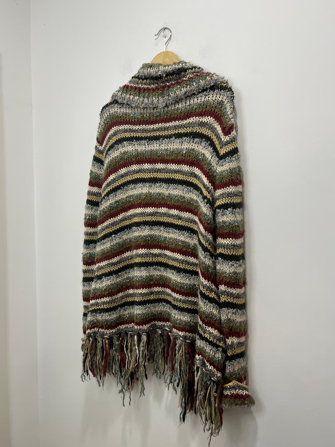 일본 빈티지 히피 무지개떡 테슬 니트 오픈 롱가디건  상품이미지8