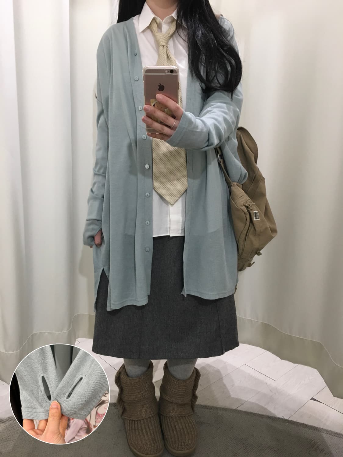 mint grey hand warmer cardigan 상품이미지1