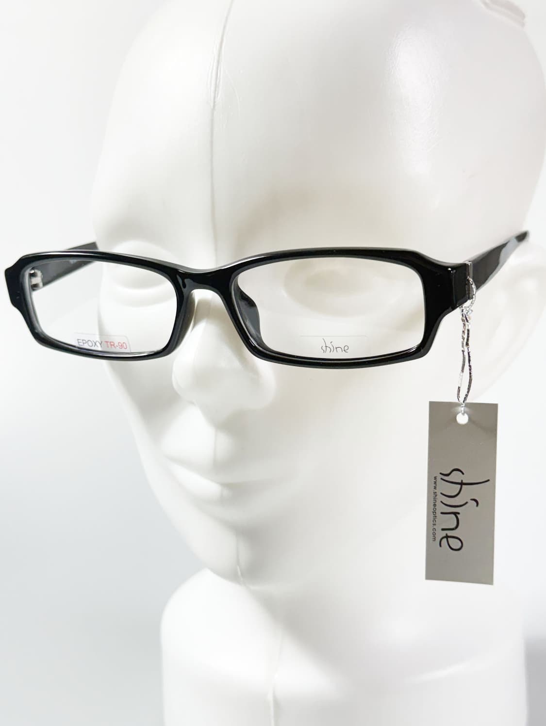 SHINE 블랙 뿔테 스퀘어 에폭시 프레임 빈티지 안경 상품이미지9